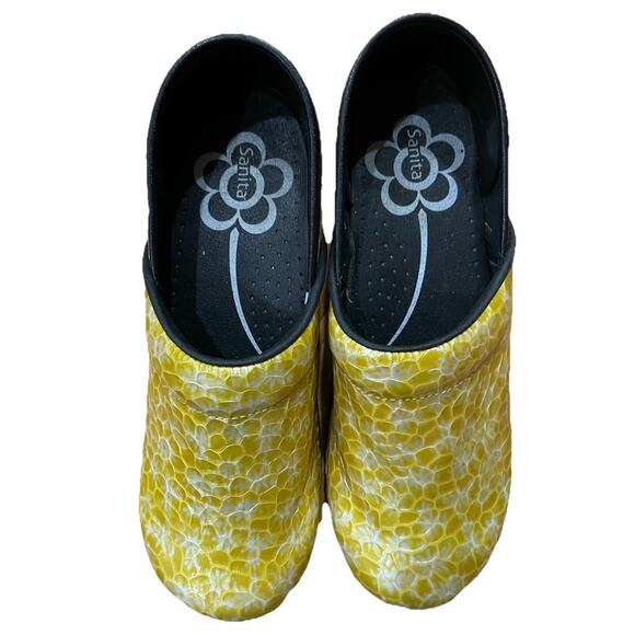 SANITA THE ORIGINAL DANISH LEATHER WOMEN'S CLOGS SZ 38 (EU) YELLOW SNAKESKIN - Picture 1 of 12